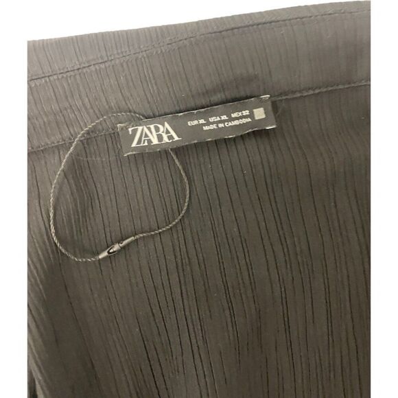 Zara Womens Blazer Suit Jacket Oversized XL Black Wrinkled look 4387/130 NWOT - Picture 6 of 10